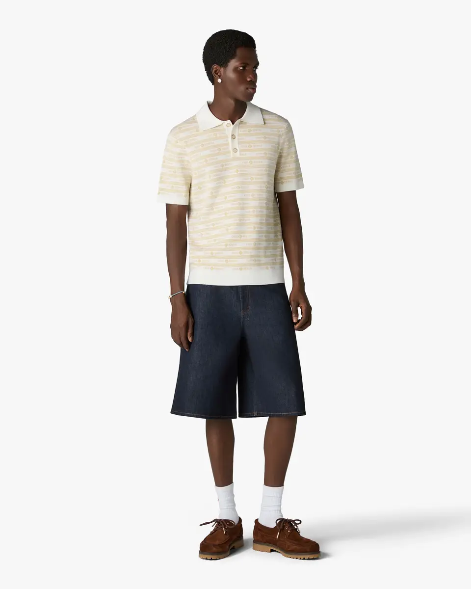 Casablanca Beige Knit Logo Short Sleeve Polo Shirt | Thumbnail 2 Casablanca Beige Knit Logo Short Sleeve Polo Shirt | Thumbnail 2