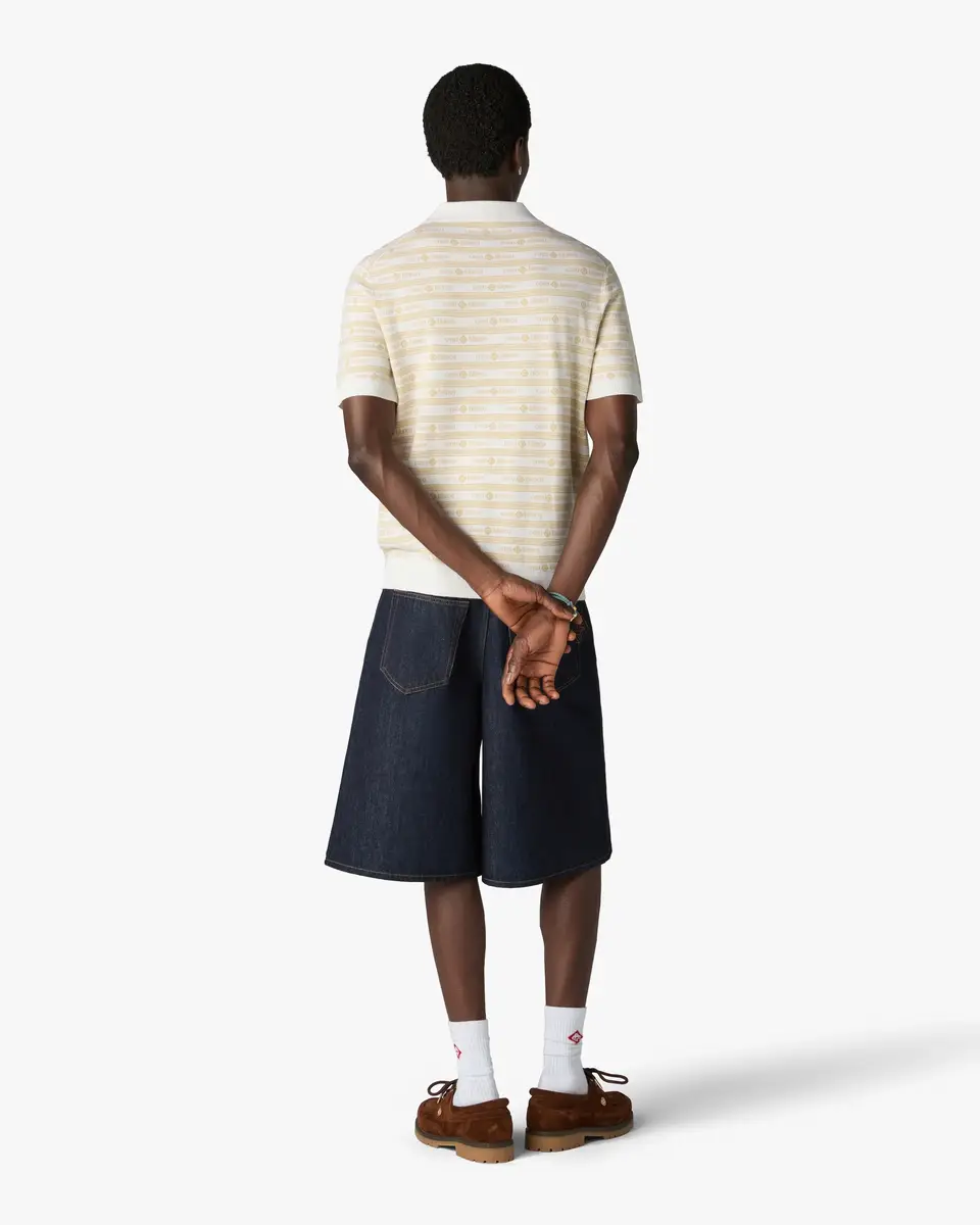 Casablanca Beige Knit Logo Short Sleeve Polo Shirt | Thumbnail 3 Casablanca Beige Knit Logo Short Sleeve Polo Shirt | Thumbnail 3