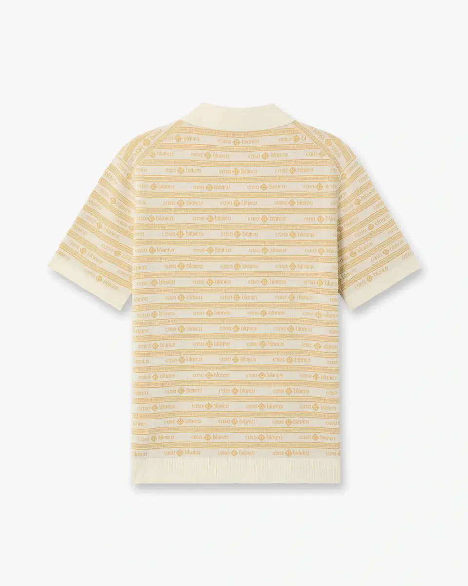 Casablanca Beige Knit Logo Short Sleeve Polo Shirt | Thumbnail 6 Casablanca Beige Knit Logo Short Sleeve Polo Shirt | Thumbnail 6