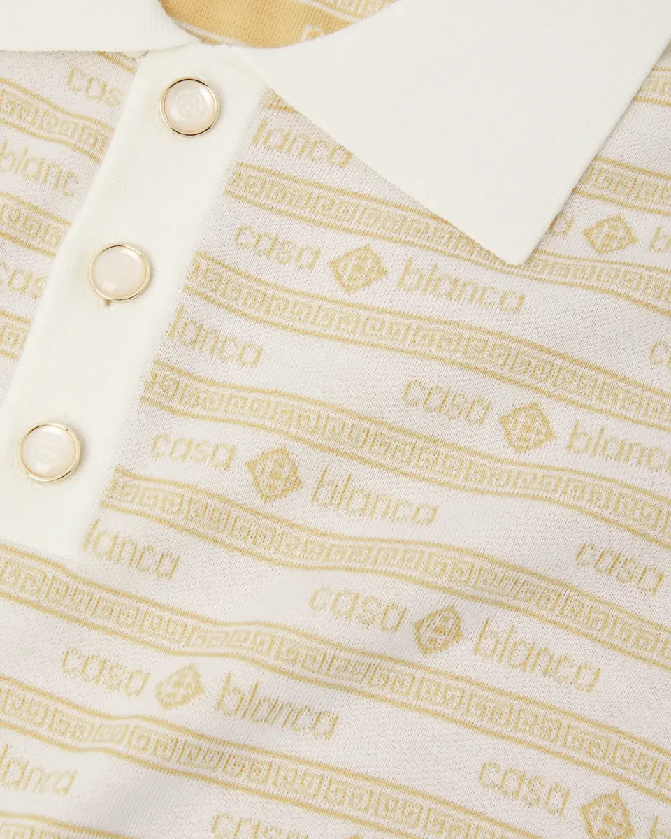 Casablanca Beige Knit Logo Short Sleeve Polo Shirt | Thumbnail 7 Casablanca Beige Knit Logo Short Sleeve Polo Shirt | Thumbnail 7
