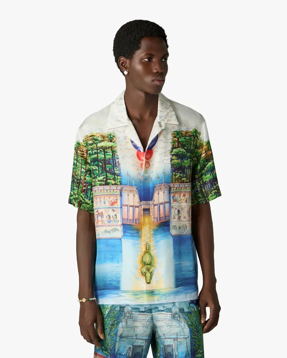 Casablanca Multicolour Trompe L'Oeil Short Sleeve Silk Shirt | Thumbnail 4