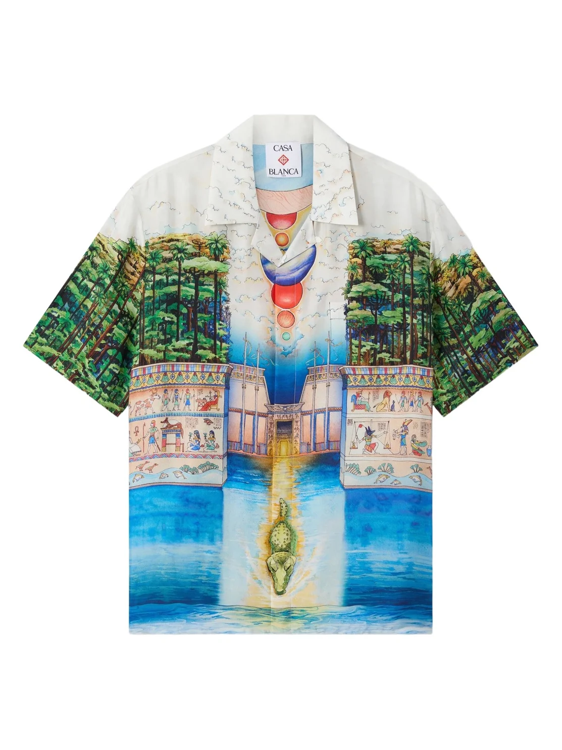 Multicolour Trompe L'Oeil Short Sleeve Silk Shirt Multicolour Trompe L'Oeil Short Sleeve Silk Shirt
