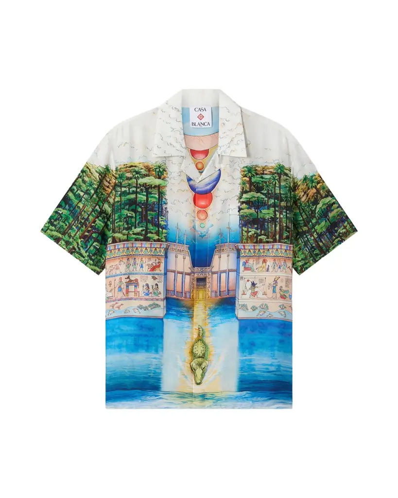 Multicolour Trompe L'Oeil Short Sleeve Silk Shirt Multicolour Trompe L'Oeil Short Sleeve Silk Shirt