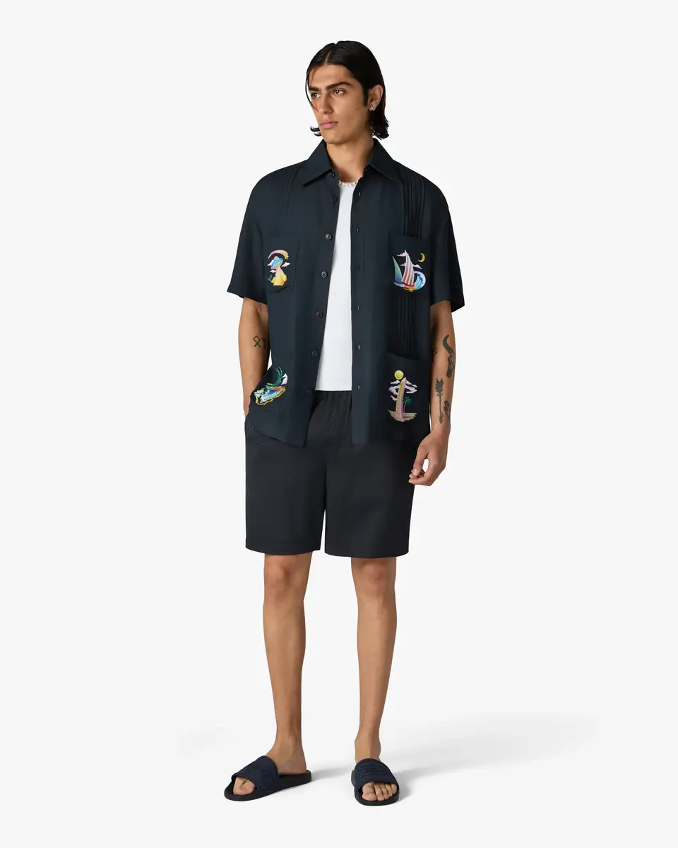 Casablanca Dark Grey Phantasmagoria Embroidered Short Sleeve Shirt | Thumbnail 2 Casablanca Dark Grey Phantasmagoria Embroidered Short Sleeve Shirt | Thumbnail 2