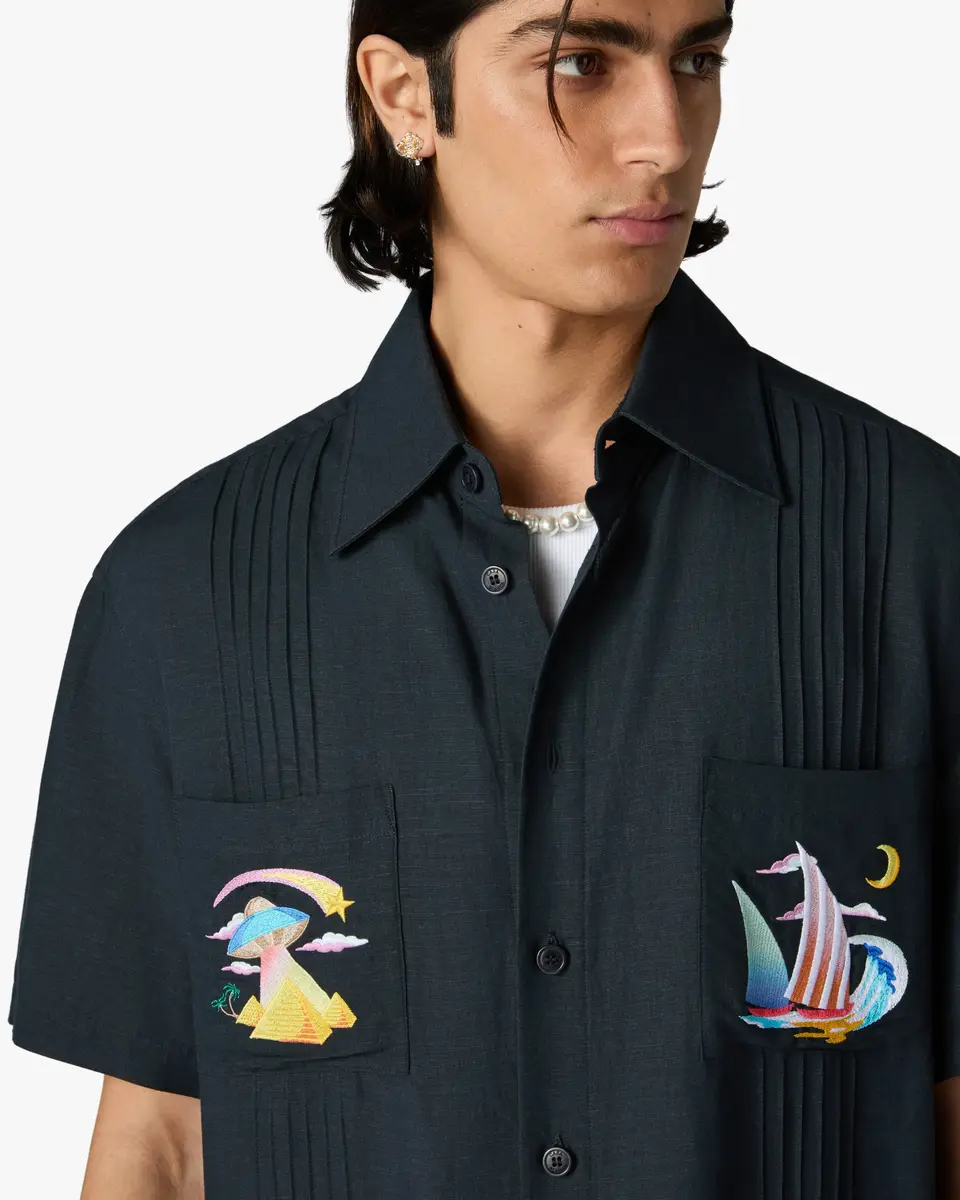 Casablanca Dark Grey Phantasmagoria Embroidered Short Sleeve Shirt | Thumbnail 5 Casablanca Dark Grey Phantasmagoria Embroidered Short Sleeve Shirt | Thumbnail 5
