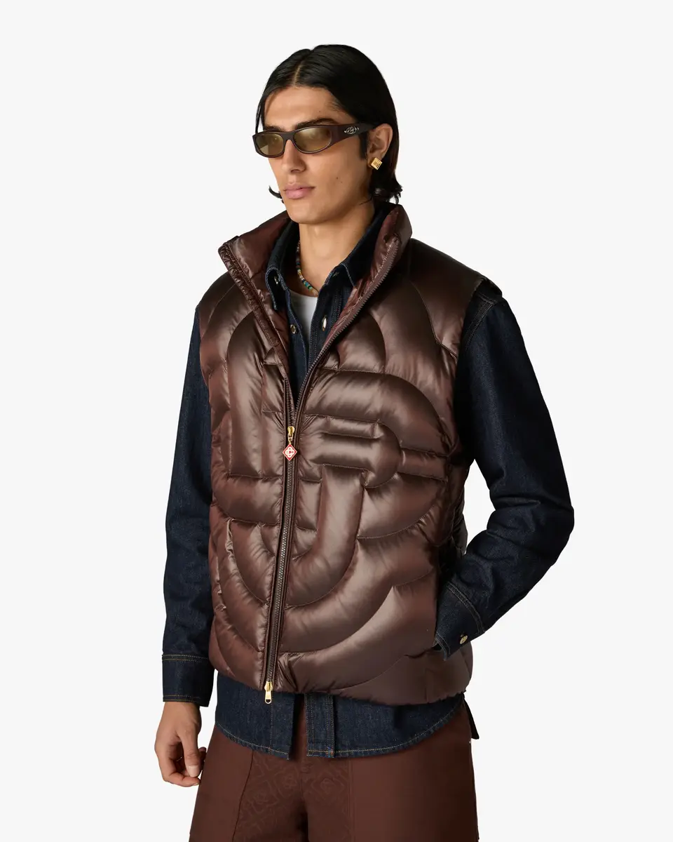 Casablanca Dark Brown Quilted Down Puffer Vest | Thumbnail 4 Casablanca Dark Brown Quilted Down Puffer Vest | Thumbnail 4