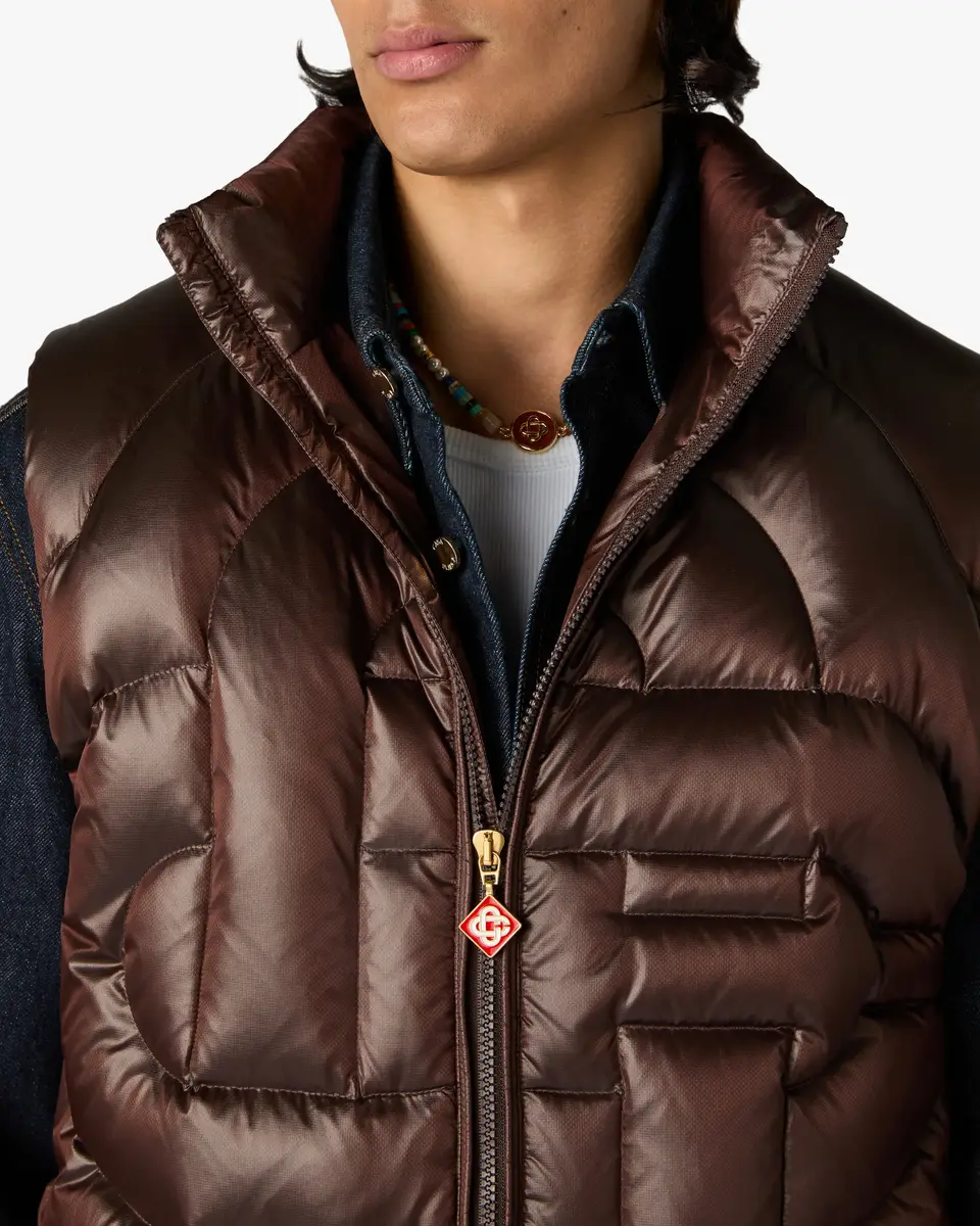 Casablanca Dark Brown Quilted Down Puffer Vest | Thumbnail 5 Casablanca Dark Brown Quilted Down Puffer Vest | Thumbnail 5