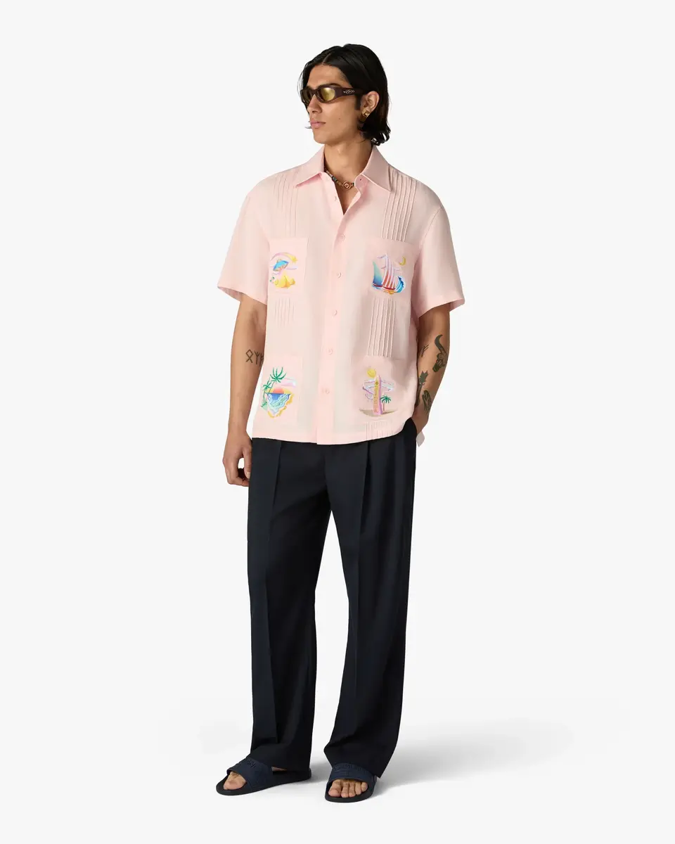Casablanca Pink Phantasmagoria Embroidered Short Sleeve Shirt | Thumbnail 2 Casablanca Pink Phantasmagoria Embroidered Short Sleeve Shirt | Thumbnail 2