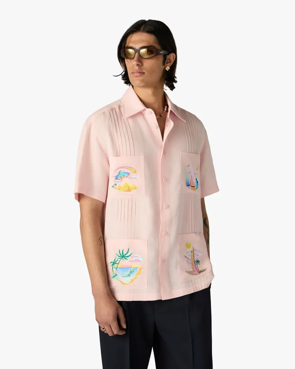Casablanca Pink Phantasmagoria Embroidered Short Sleeve Shirt | Thumbnail 4 Casablanca Pink Phantasmagoria Embroidered Short Sleeve Shirt | Thumbnail 4