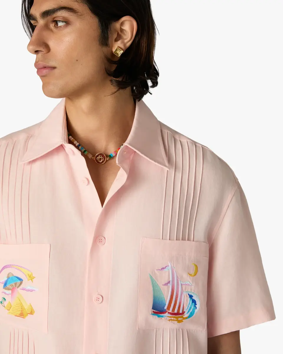 Casablanca Pink Phantasmagoria Embroidered Short Sleeve Shirt | Thumbnail 5 Casablanca Pink Phantasmagoria Embroidered Short Sleeve Shirt | Thumbnail 5