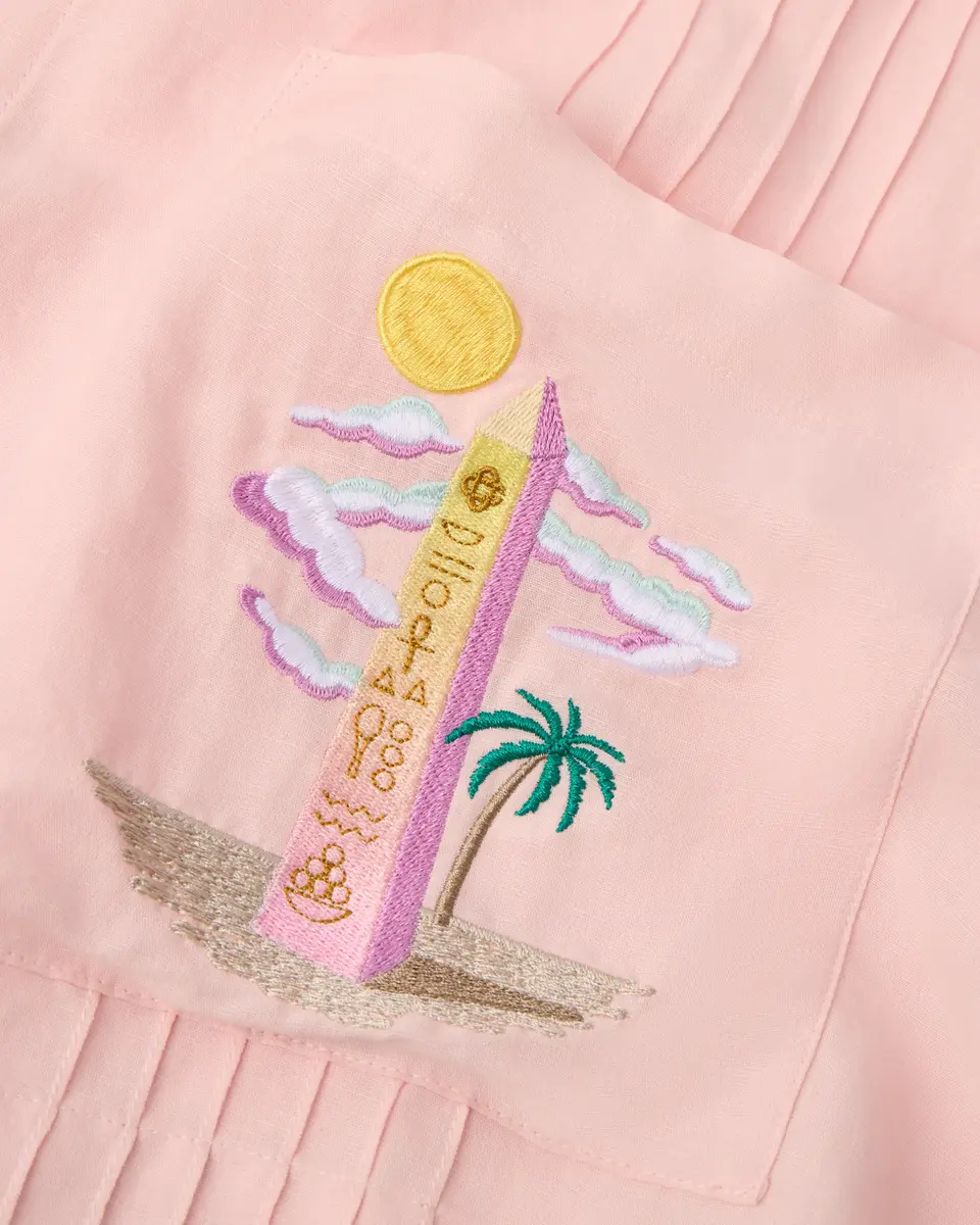 Casablanca Pink Phantasmagoria Embroidered Short Sleeve Shirt | Thumbnail 6 Casablanca Pink Phantasmagoria Embroidered Short Sleeve Shirt | Thumbnail 6