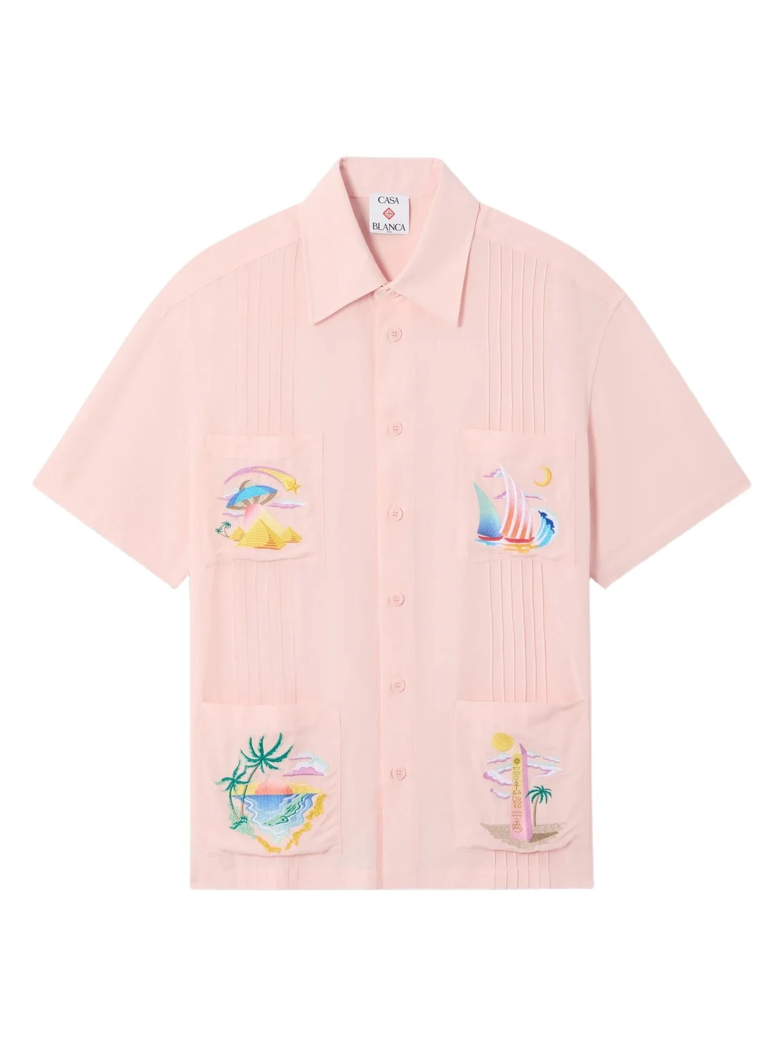 Casablanca Pink Phantasmagoria Embroidered Short Sleeve Shirt