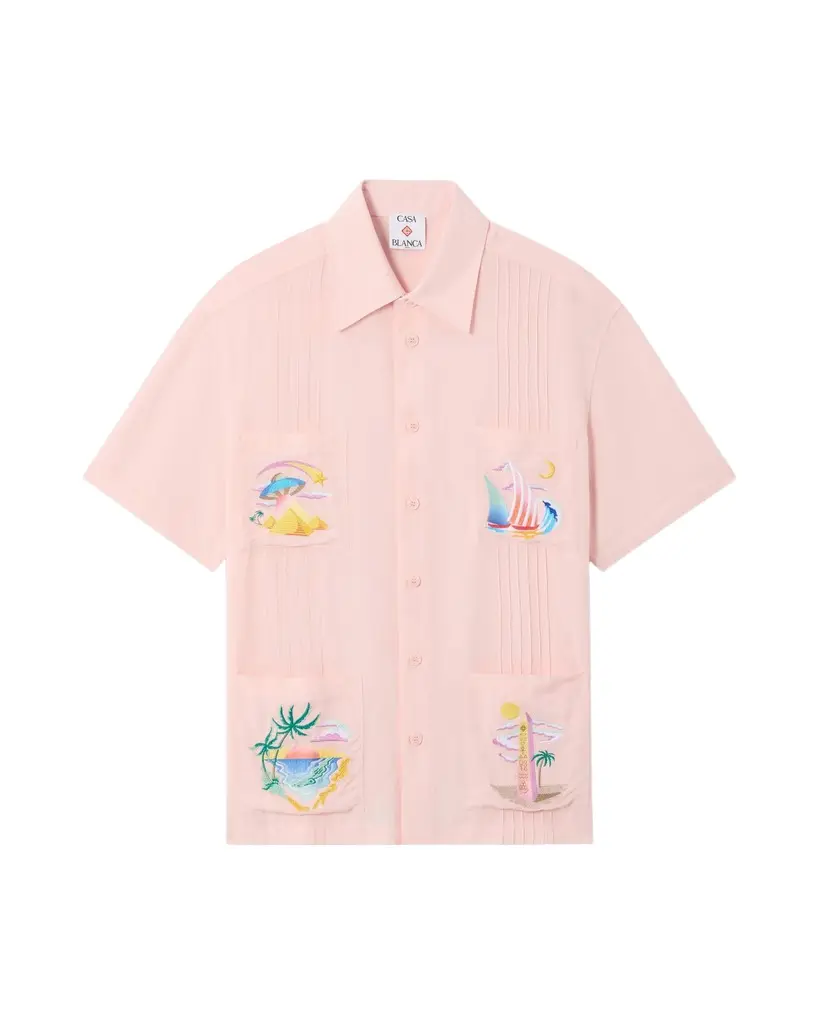 Pink Phantasmagoria Embroidered Short Sleeve Shirt