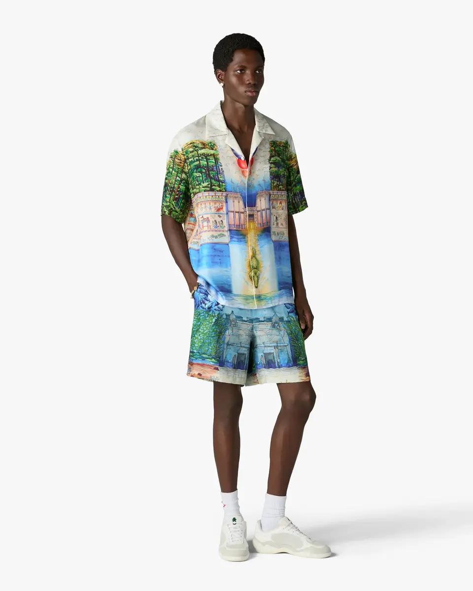 Casablanca Multicolour Trompe L'Oeil Silk Shorts | Thumbnail 2 Casablanca Multicolour Trompe L'Oeil Silk Shorts | Thumbnail 2
