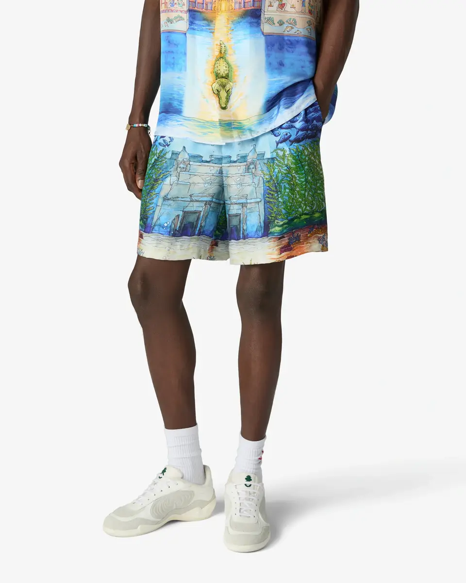 Casablanca Multicolour Trompe L'Oeil Silk Shorts | Thumbnail 4 Casablanca Multicolour Trompe L'Oeil Silk Shorts | Thumbnail 4