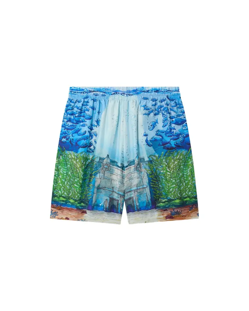 Multicolour Trompe L'Oeil Silk Shorts Multicolour Trompe L'Oeil Silk Shorts