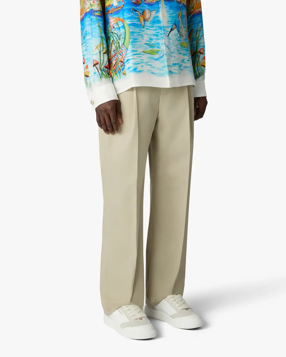 Casablanca Light Brown Pleated Straight Leg Trousers | Thumbnail 4 Casablanca Light Brown Pleated Straight Leg Trousers | Thumbnail 4