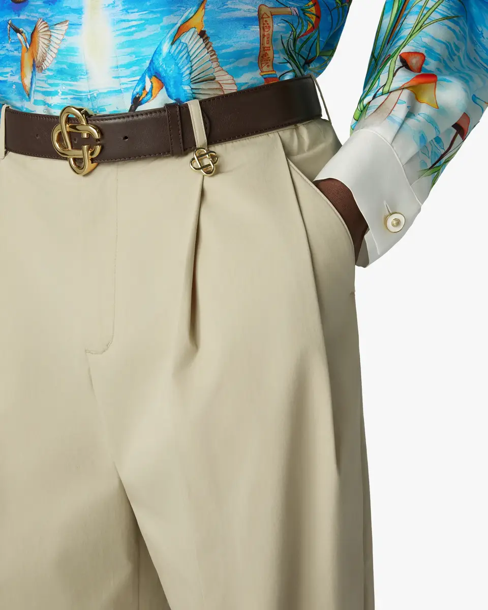 Casablanca Light Brown Pleated Straight Leg Trousers | Thumbnail 5 Casablanca Light Brown Pleated Straight Leg Trousers | Thumbnail 5