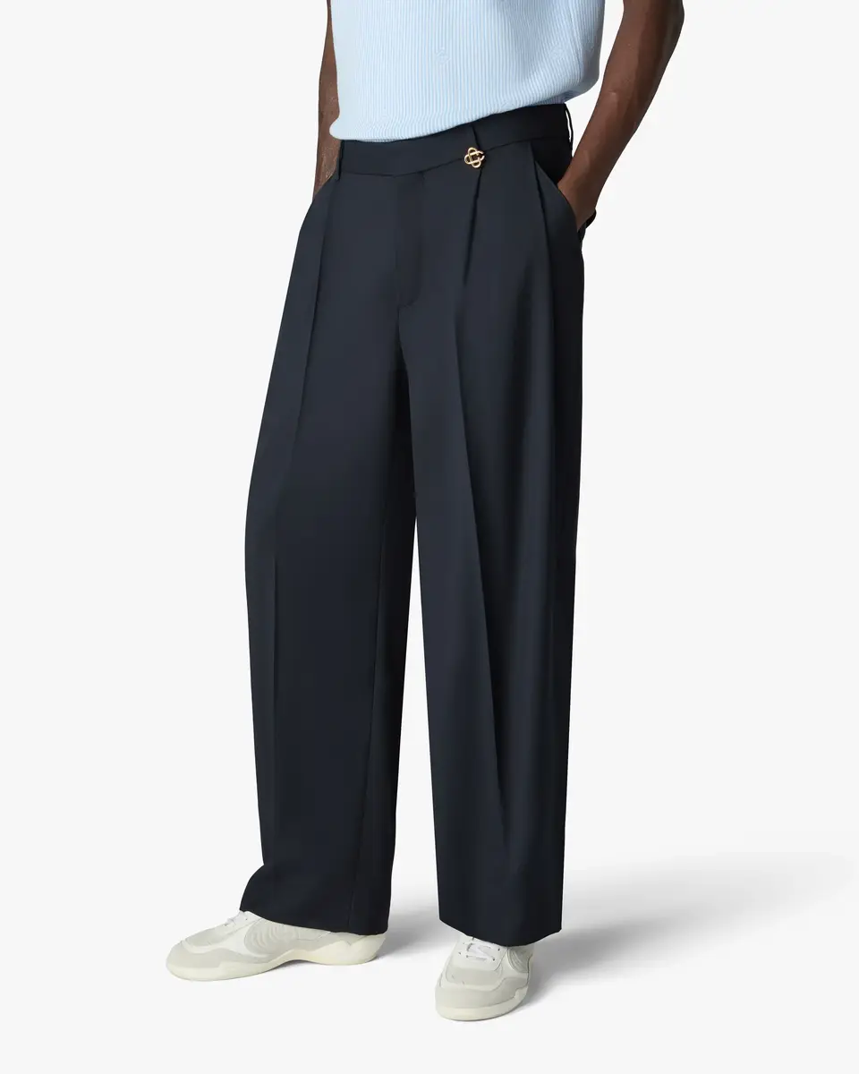 Casablanca Carbon Pleated Straight Leg Wool Trousers | Thumbnail 4 Casablanca Carbon Pleated Straight Leg Wool Trousers | Thumbnail 4