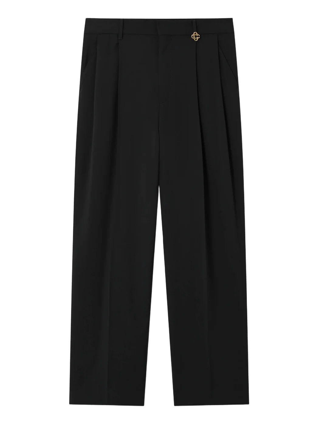 Casablanca Carbon Pleated Straight Leg Wool Trousers