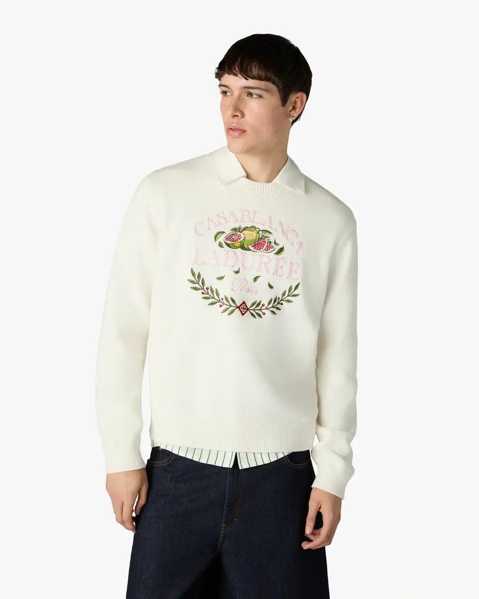 Casablanca Cream Laduree x Casablanca Crew Neck Jumper | Thumbnail 4 Casablanca Cream Laduree x Casablanca Crew Neck Jumper | Thumbnail 4