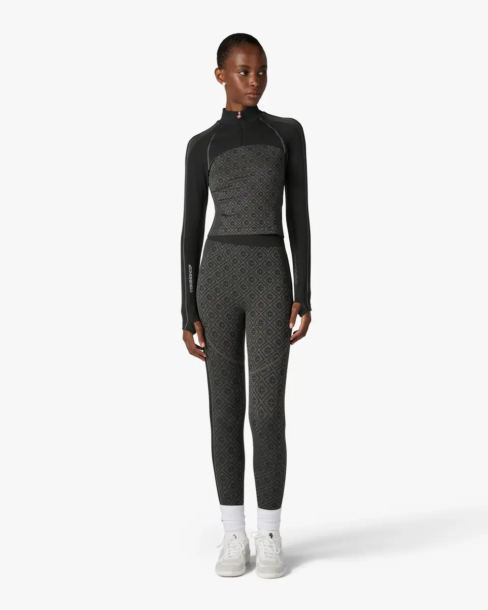 Casablanca Grey Seamless Monogram Long Sleeve Top | Thumbnail 2