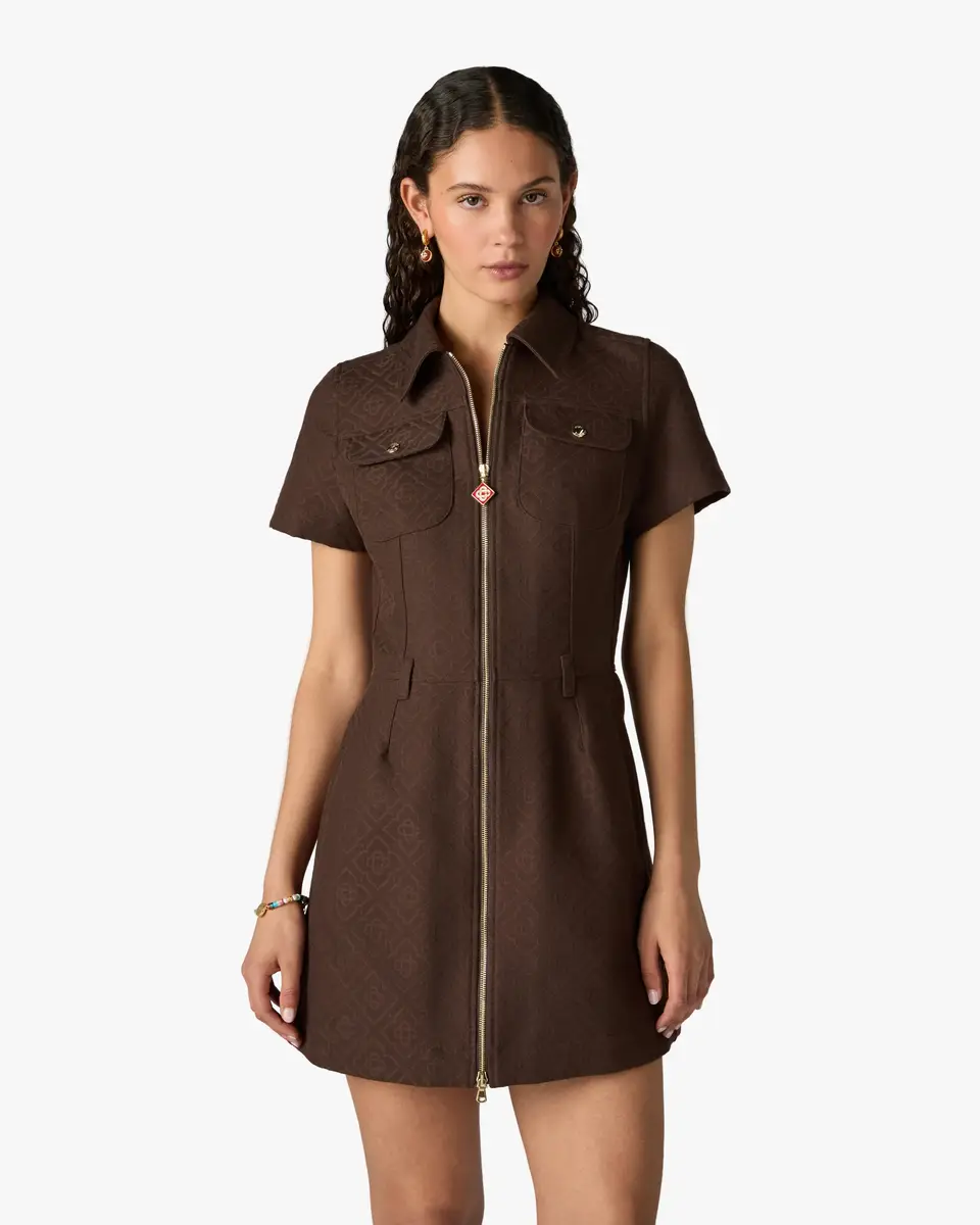 Casablanca Dark Brown Monogram Canvas Midi Dress | Thumbnail 4 Casablanca Dark Brown Monogram Canvas Midi Dress | Thumbnail 4