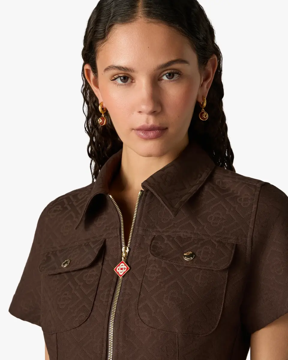 Casablanca Dark Brown Monogram Canvas Midi Dress | Thumbnail 5 Casablanca Dark Brown Monogram Canvas Midi Dress | Thumbnail 5