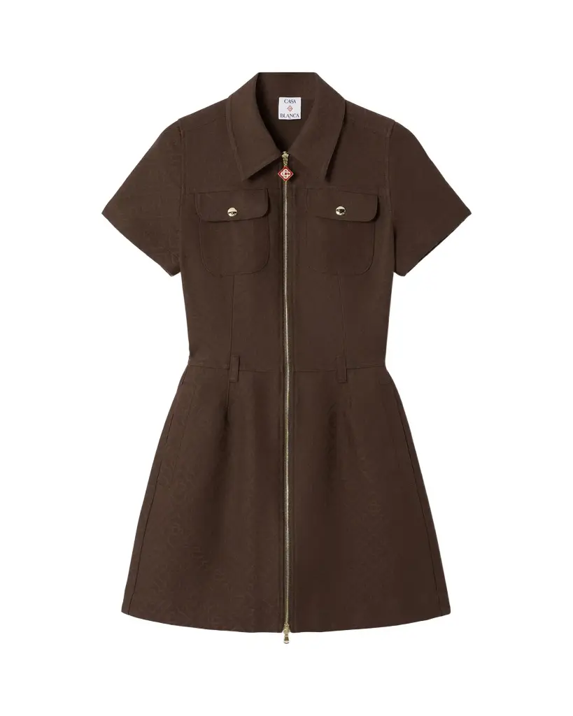 Casablanca Dark Brown Monogram Canvas Midi Dress