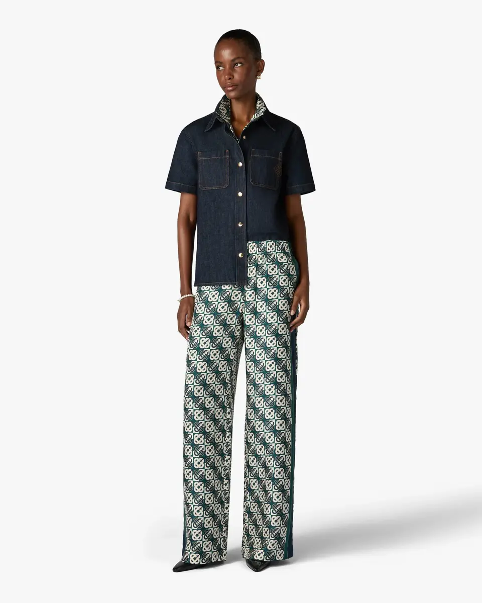 Casablanca Indigo Raw Denim Short Sleeve Shirt | Thumbnail 2 Casablanca Indigo Raw Denim Short Sleeve Shirt | Thumbnail 2