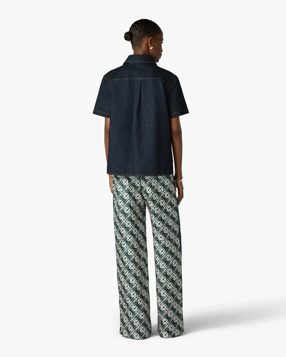Casablanca Indigo Raw Denim Short Sleeve Shirt | Thumbnail 3 Casablanca Indigo Raw Denim Short Sleeve Shirt | Thumbnail 3