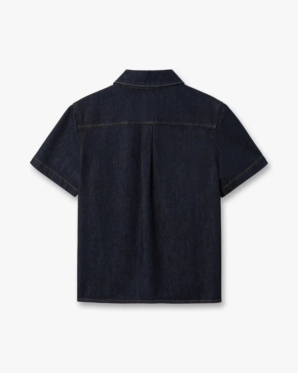 Casablanca Indigo Raw Denim Short Sleeve Shirt | Thumbnail 6 Casablanca Indigo Raw Denim Short Sleeve Shirt | Thumbnail 6