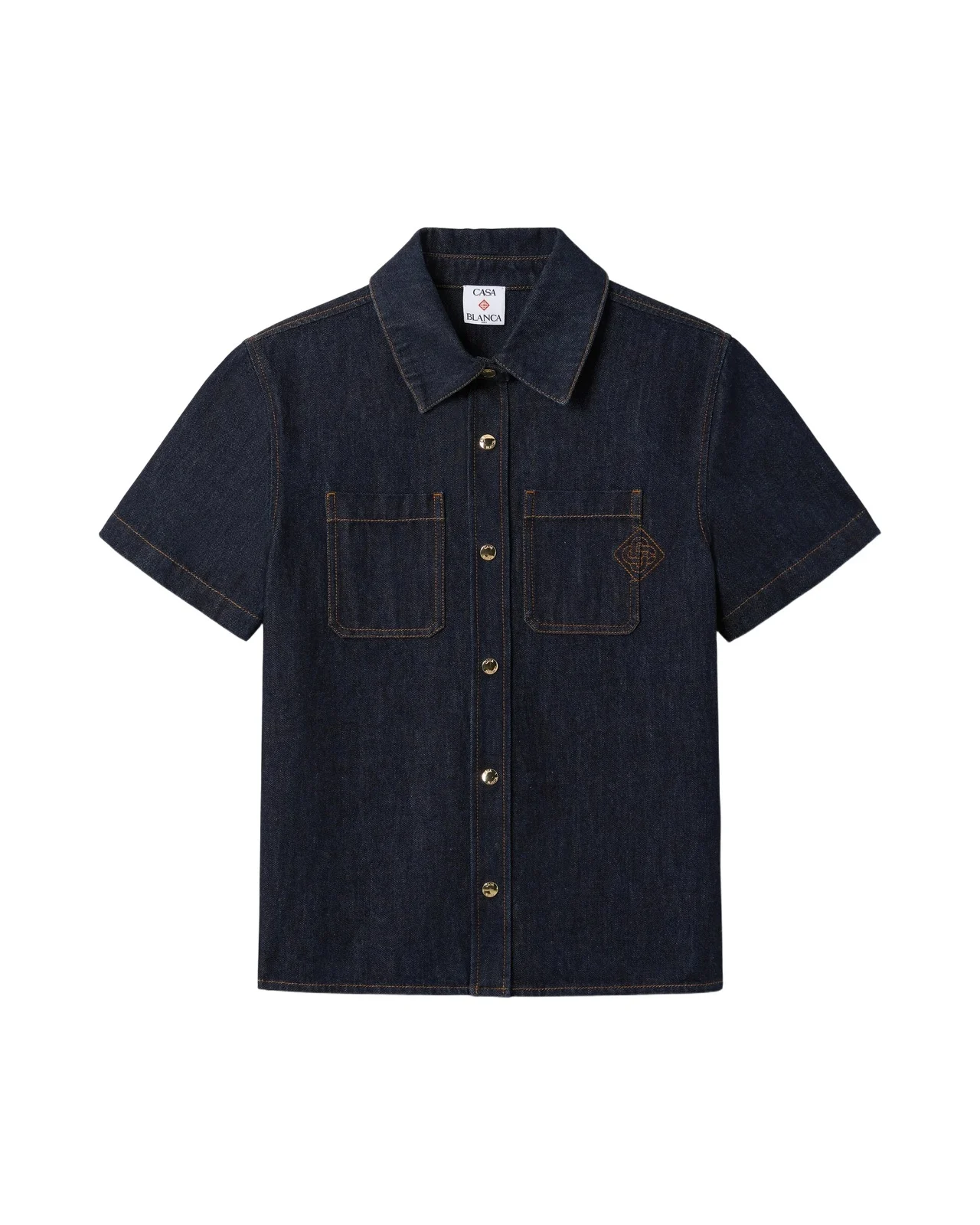Casablanca Indigo Raw Denim Short Sleeve Shirt