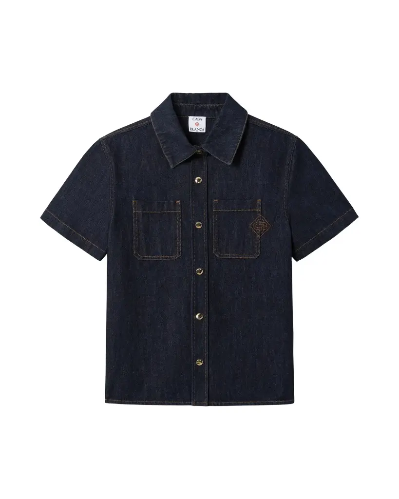 Indigo Raw Denim Short Sleeve Shirt Indigo Raw Denim Short Sleeve Shirt