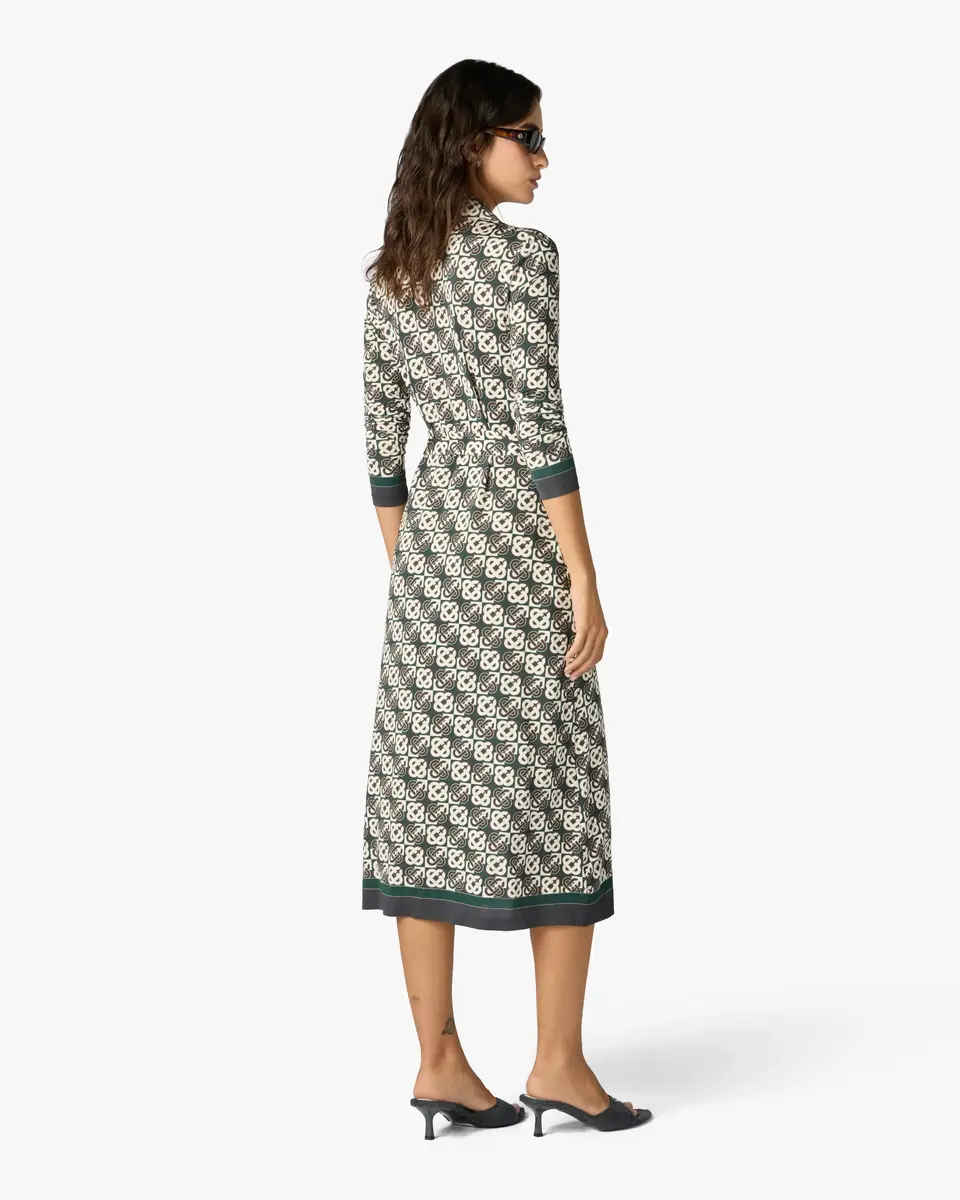 Casablanca Green & Navy Check Jersey Monogram Midi Dress | Thumbnail 3 Casablanca Green & Navy Check Jersey Monogram Midi Dress | Thumbnail 3