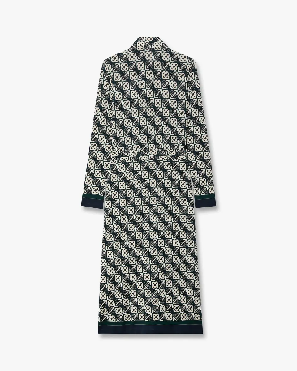 Casablanca Green & Navy Check Jersey Monogram Midi Dress | Thumbnail 6 Casablanca Green & Navy Check Jersey Monogram Midi Dress | Thumbnail 6