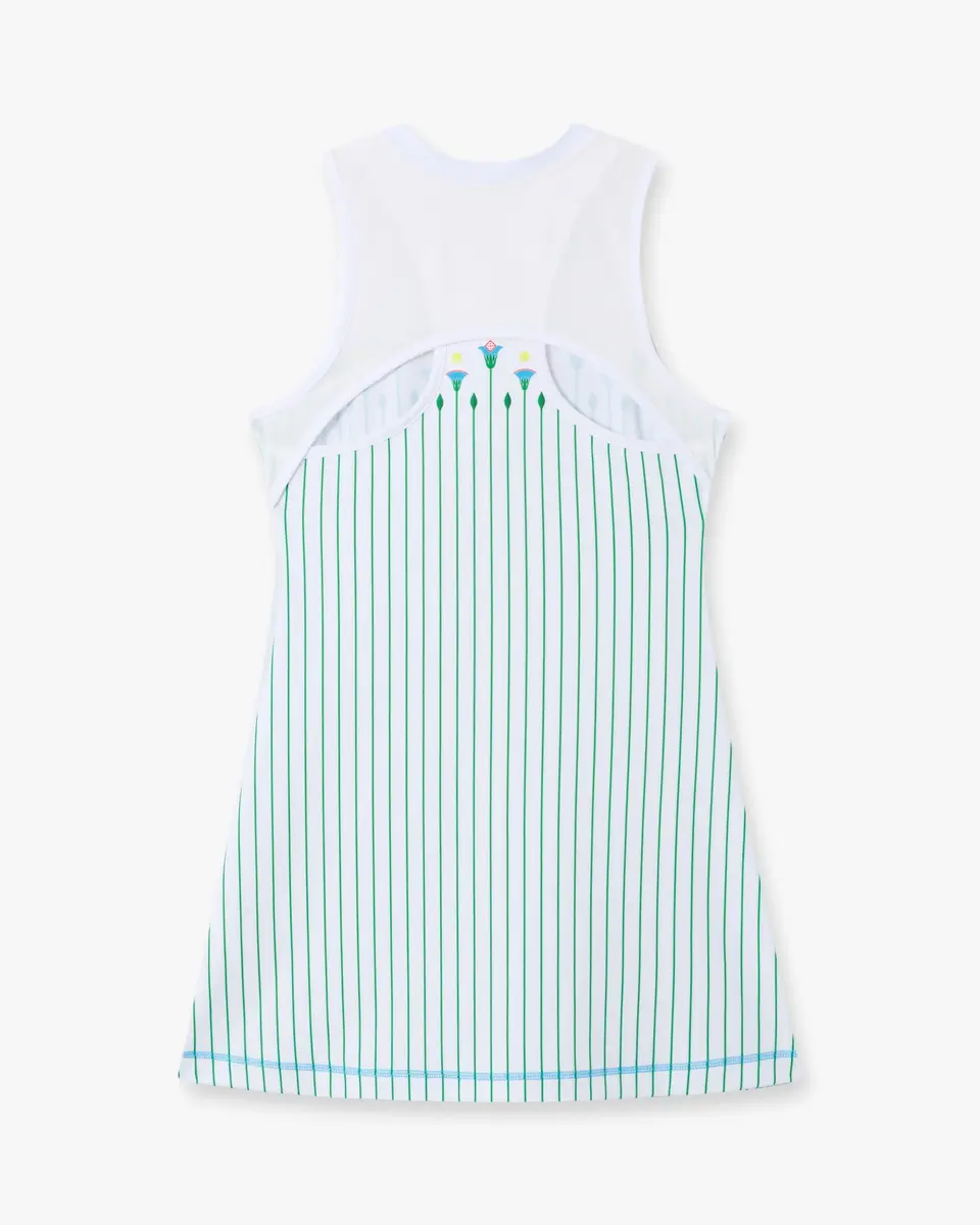 Casablanca White Floral Stripe Sporty Tennis Mini Dress in Green | Thumbnail 6 Casablanca White Floral Stripe Sporty Tennis Mini Dress in Green | Thumbnail 6
