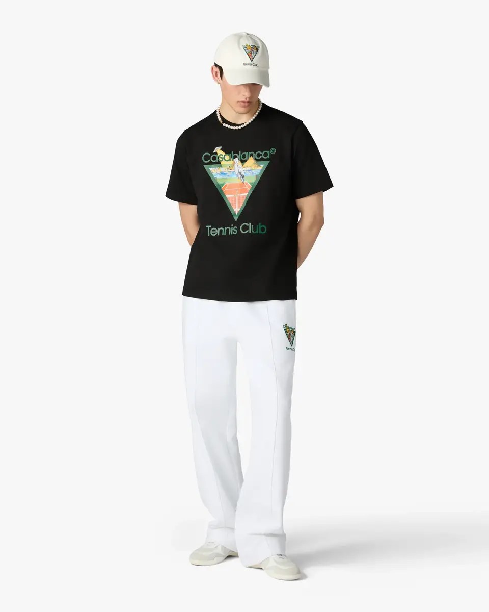 Casablanca Black Tennis Club Icon Pyramid Abduction Short Sleeve T-Shirt | Thumbnail 2 Casablanca Black Tennis Club Icon Pyramid Abduction Short Sleeve T-Shirt | Thumbnail 2