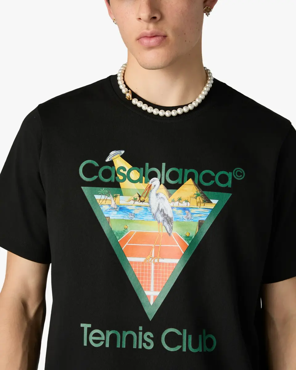 Casablanca Black Tennis Club Icon Pyramid Abduction Short Sleeve T-Shirt | Thumbnail 5 Casablanca Black Tennis Club Icon Pyramid Abduction Short Sleeve T-Shirt | Thumbnail 5