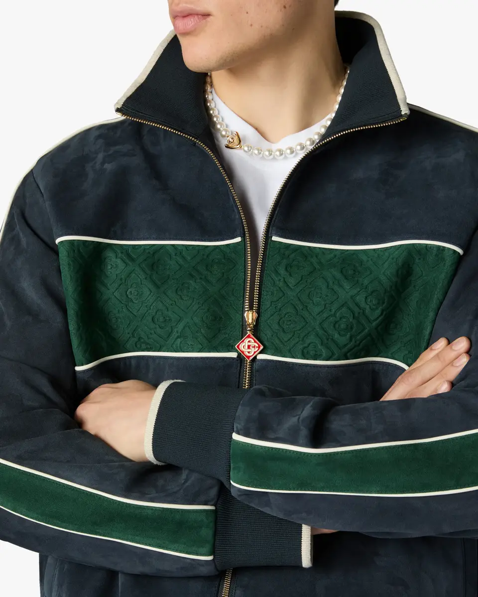 Casablanca Navy & Green Suede Track Jacket | Thumbnail 5