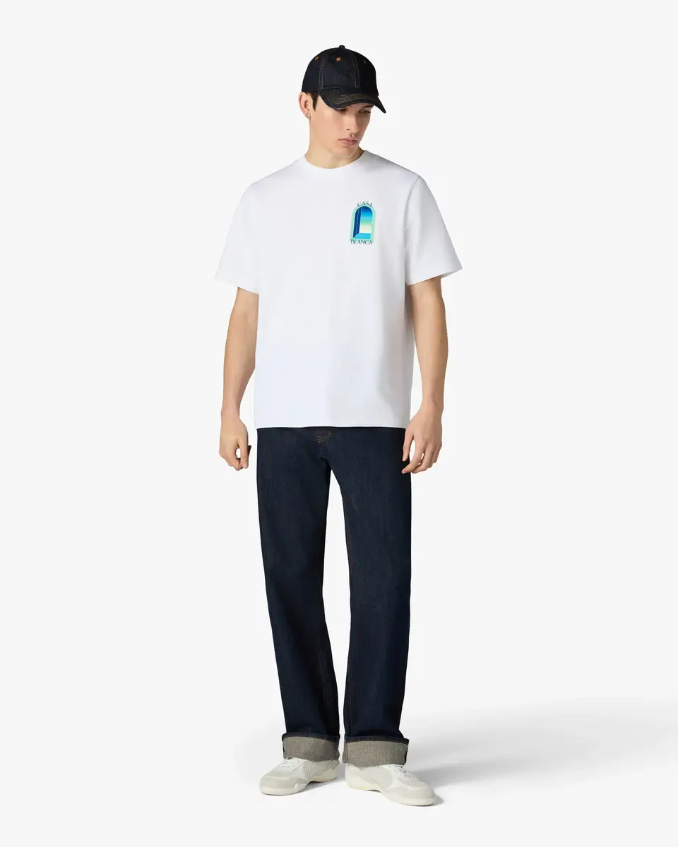 Casablanca White & Mint L'Arche Short Sleeve T-Shirt in Green | Thumbnail 2 Casablanca White & Mint L'Arche Short Sleeve T-Shirt in Green | Thumbnail 2