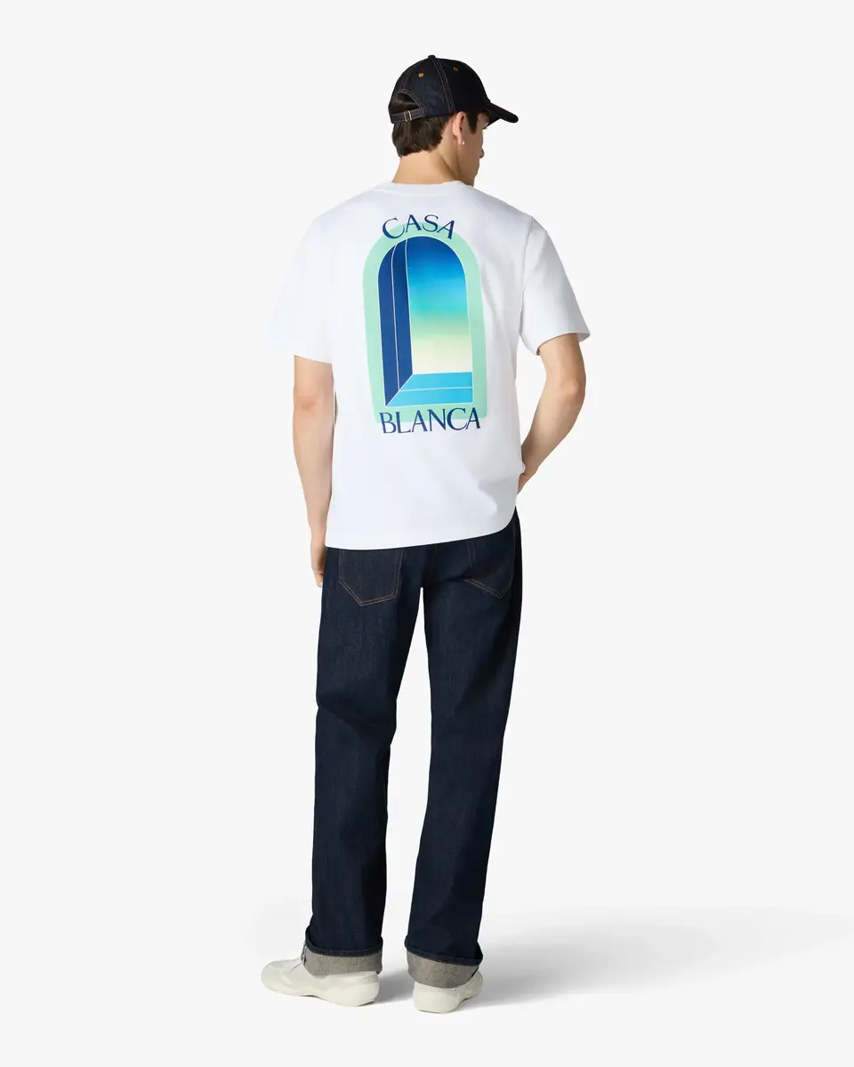 Casablanca White & Mint L'Arche Short Sleeve T-Shirt in Green | Thumbnail 3 Casablanca White & Mint L'Arche Short Sleeve T-Shirt in Green | Thumbnail 3