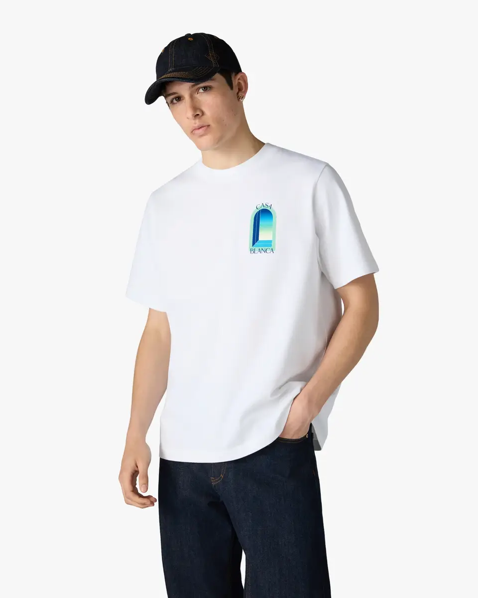Casablanca White & Mint L'Arche Short Sleeve T-Shirt in Green | Thumbnail 4 Casablanca White & Mint L'Arche Short Sleeve T-Shirt in Green | Thumbnail 4