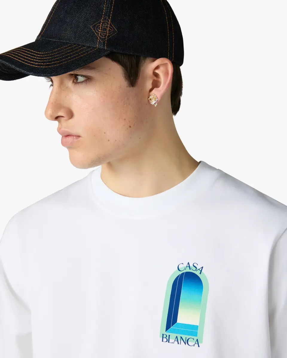 Casablanca White & Mint L'Arche Short Sleeve T-Shirt in Green | Thumbnail 5 Casablanca White & Mint L'Arche Short Sleeve T-Shirt in Green | Thumbnail 5