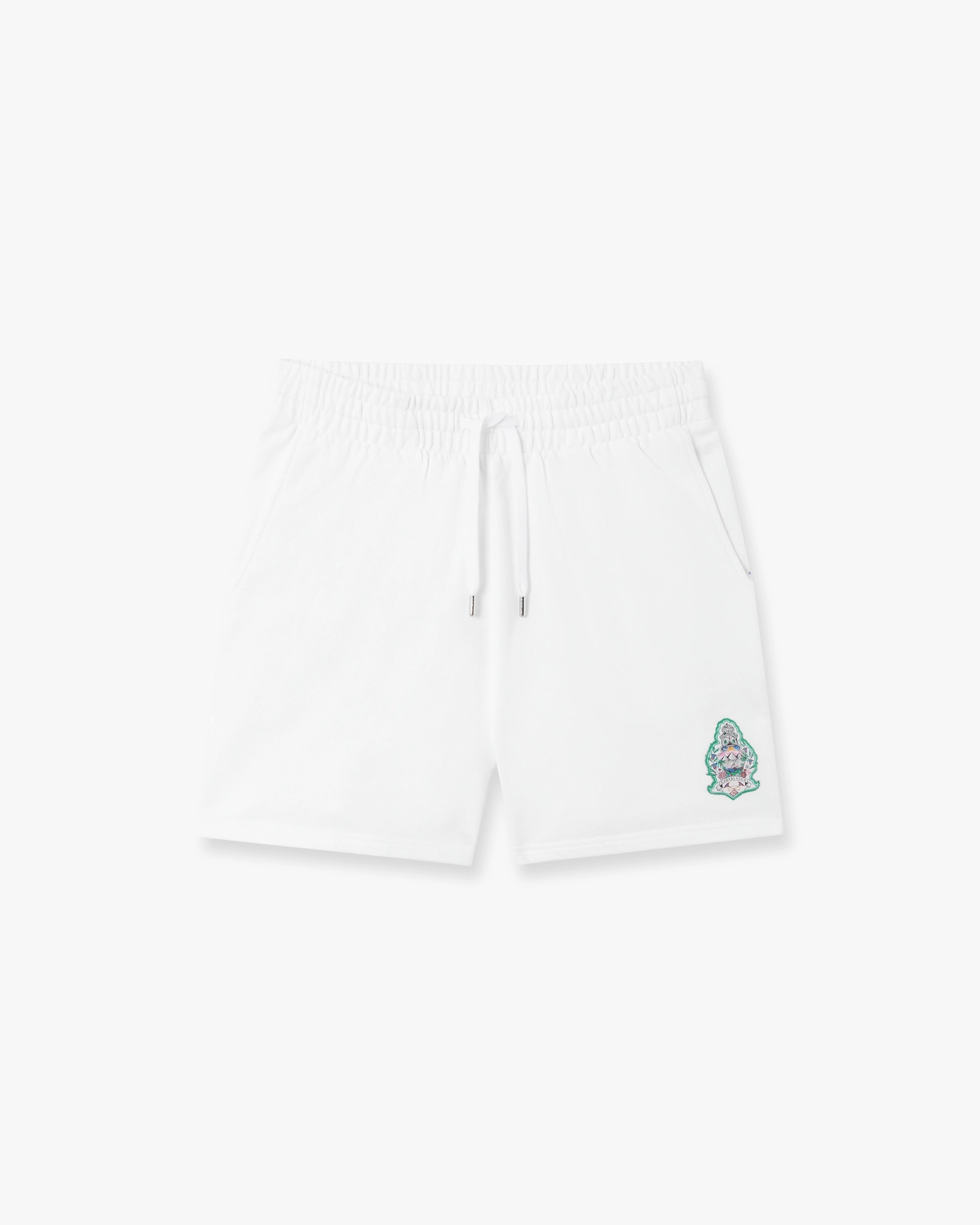 Casablanca White Hotel Emblem Embroidery Patch Sweatshorts
