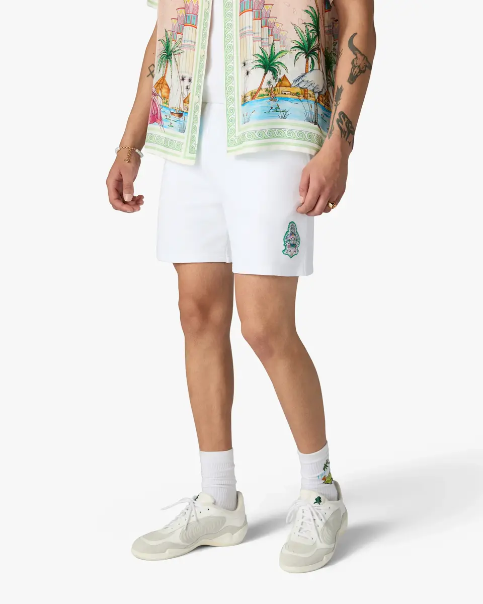 Casablanca White Hotel Emblem Embroidery Patch Sweatshorts | Thumbnail 4 Casablanca White Hotel Emblem Embroidery Patch Sweatshorts | Thumbnail 4
