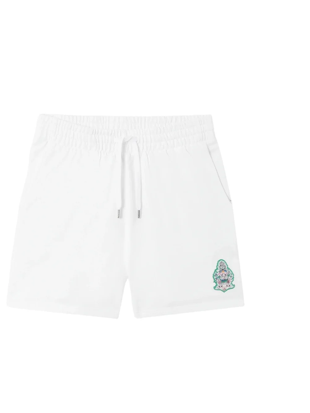 Casablanca White Hotel Emblem Embroidery Patch Sweatshorts