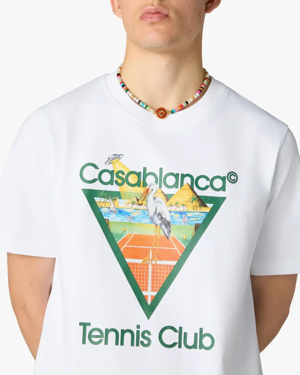 Casablanca White Tennis Club Icon Pyramid Abduction Short Sleeve T-Shirt | Thumbnail 4