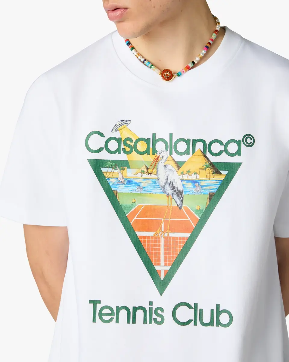 Casablanca White Tennis Club Icon Pyramid Abduction Short Sleeve T-Shirt | Thumbnail 5