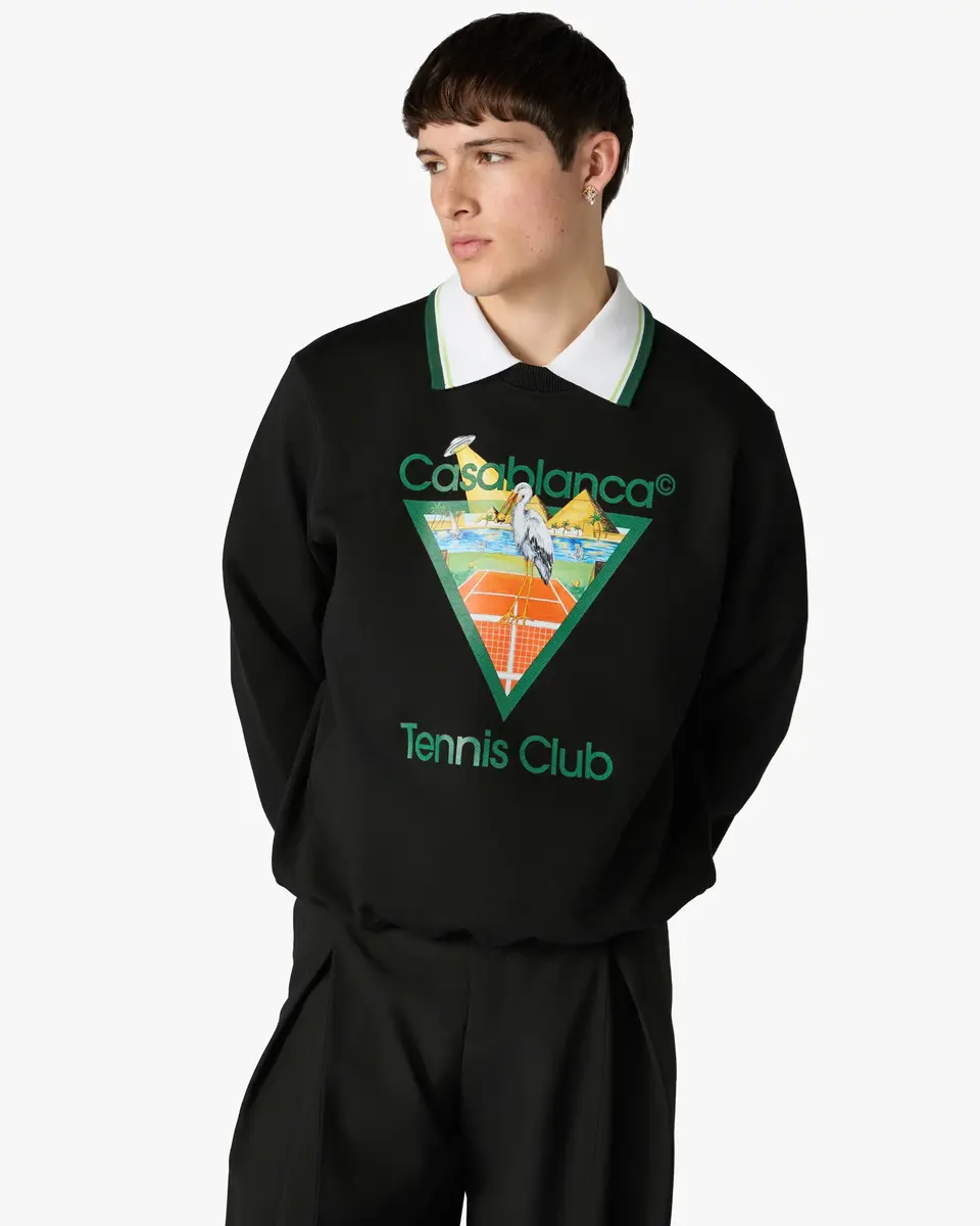 Casablanca Black Tennis Club Icon Pyramid Abduction Sweatshirt | Thumbnail 4 Casablanca Black Tennis Club Icon Pyramid Abduction Sweatshirt | Thumbnail 4